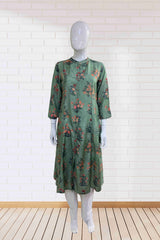 Floral Hues in Green in Mulsilk